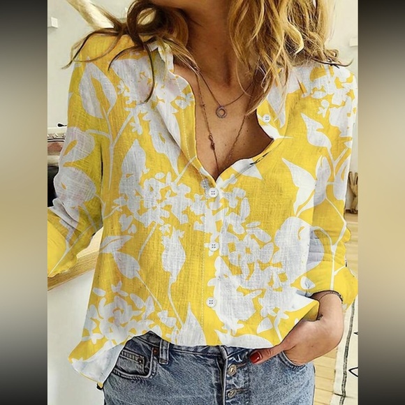 Boho floral print button down shirt - Picture 3 of 16